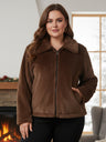 Pluslane Faux Fur Zip-Up Jacket