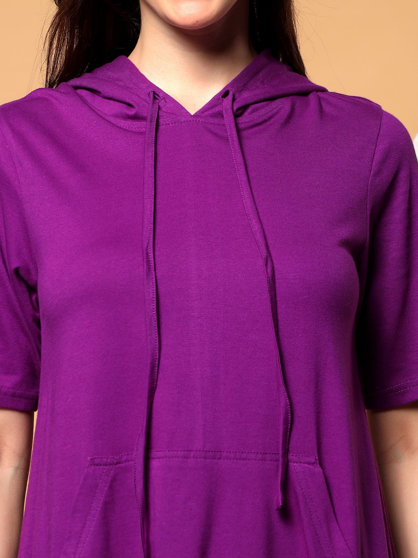 BRINNS Women Hooded Pure Cotton T-shirt Midi Dress