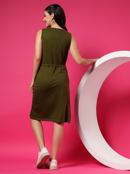 Tie-Up Detail Cotton Shift Dress