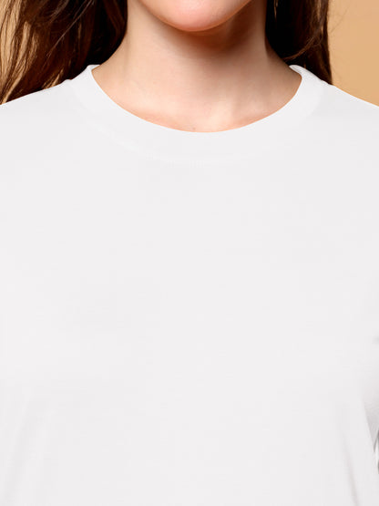 BRINNS Women Solid Round Neck Cotton T-shirt