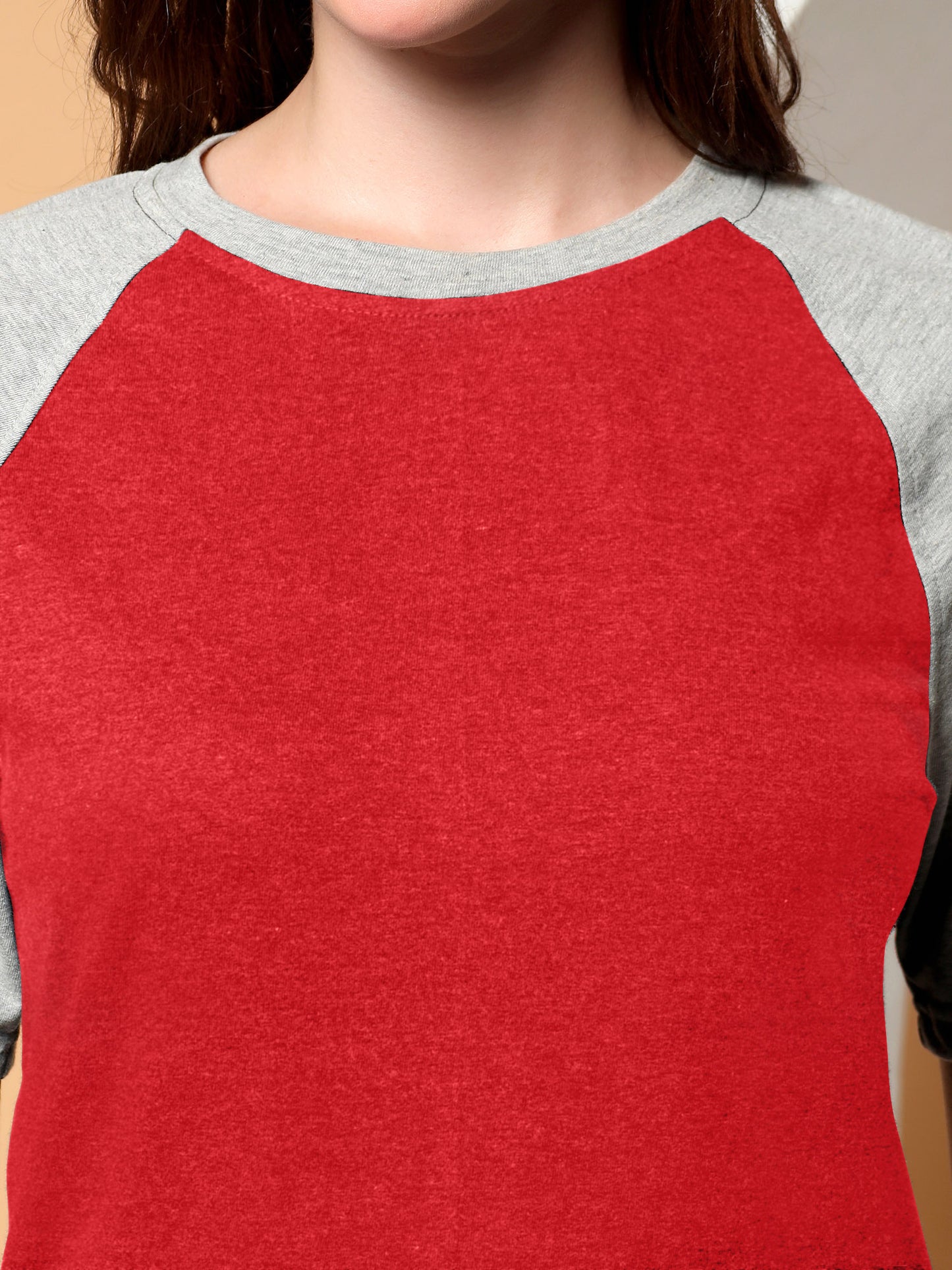 BRINNS Women Solid Raglan Sleeves Round Neck Cotton T-shirt