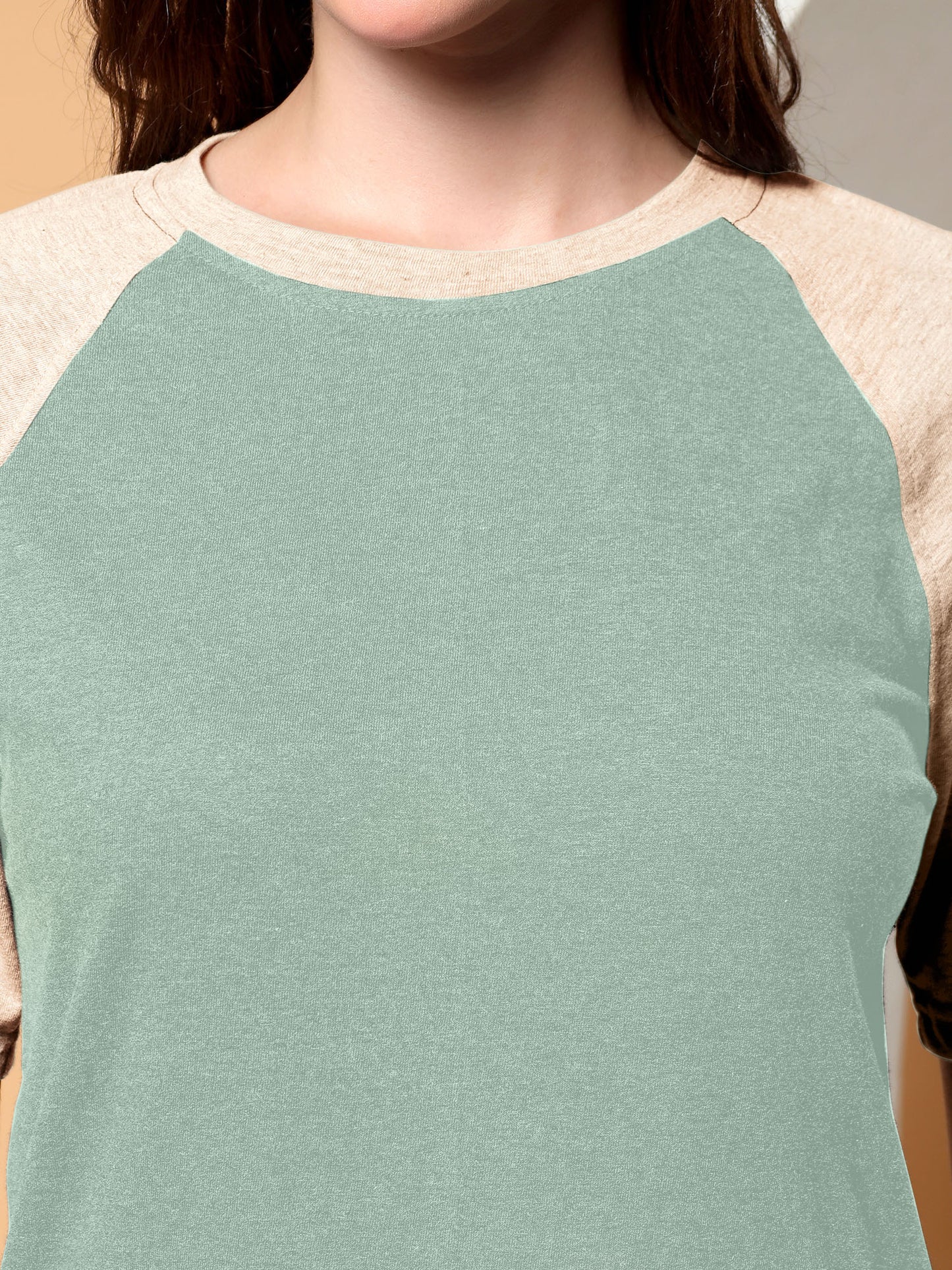 BRINNS Women Solid Raglan Sleeves Round Neck Cotton T-shirt