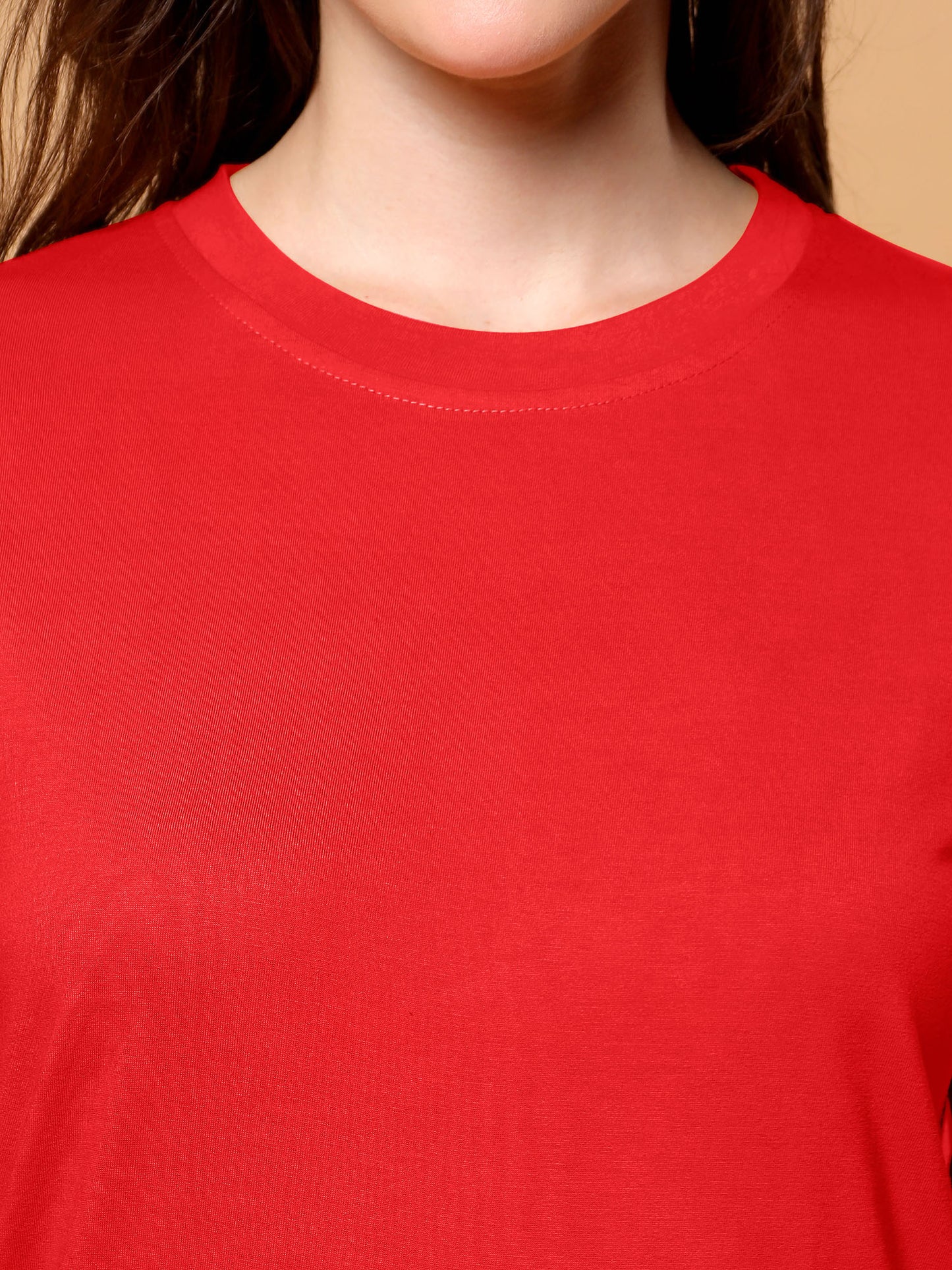 BRINNS Women Solid Round Neck Cotton T-shirt