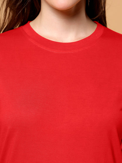 BRINNS Women Solid Round Neck Cotton T-shirt