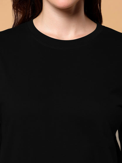 BRINNS Women Solid Round Neck Cotton T-shirt