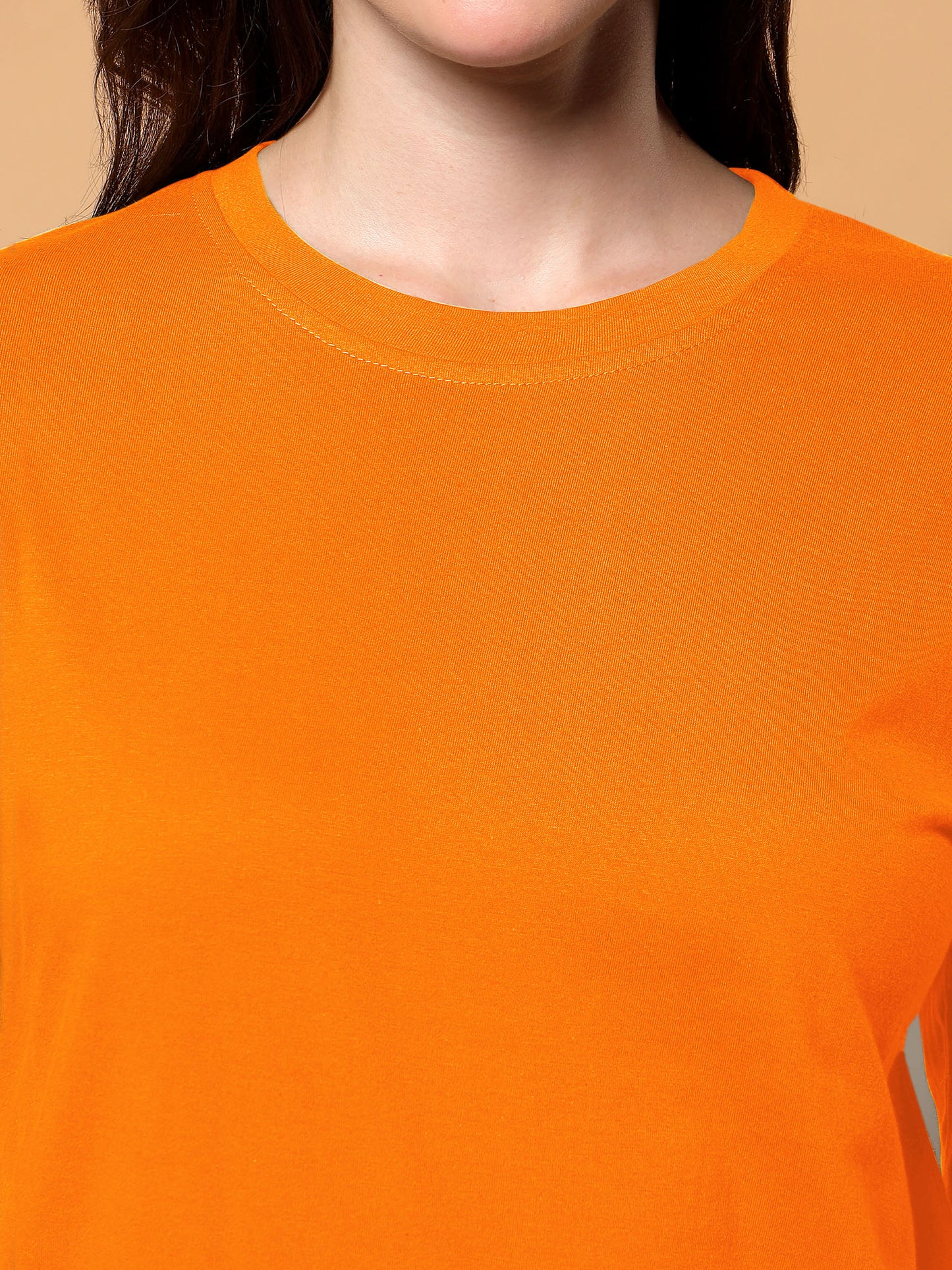 BRINNS Women Solid Round Neck Cotton T-shirt