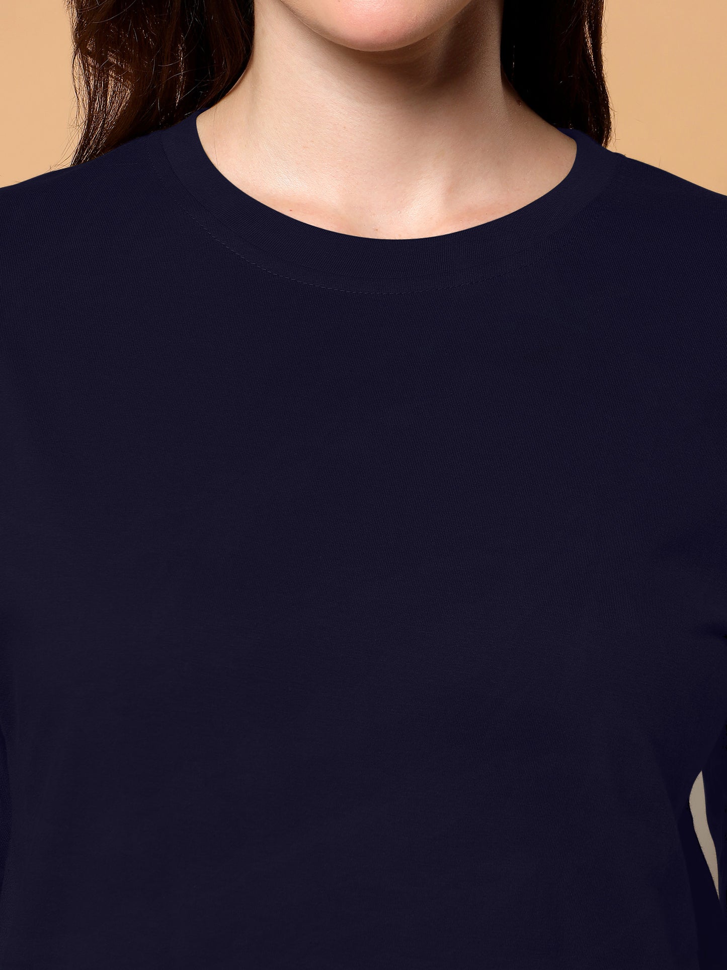 BRINNS Women Solid Round Neck Cotton T-shirt