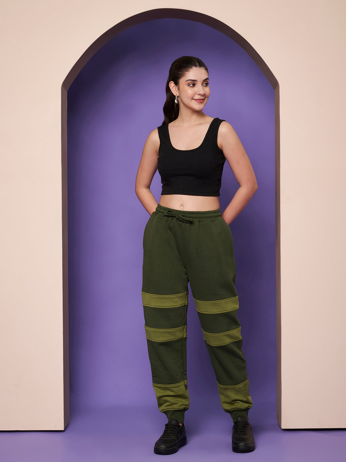 Colourblocked Wrinkle Free Zip Trousers