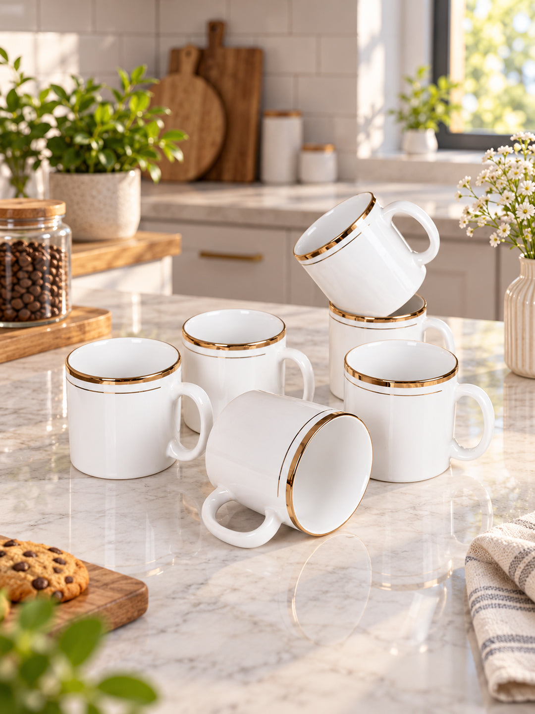 Coffee Mugs Set of 6 | White | 225 ml