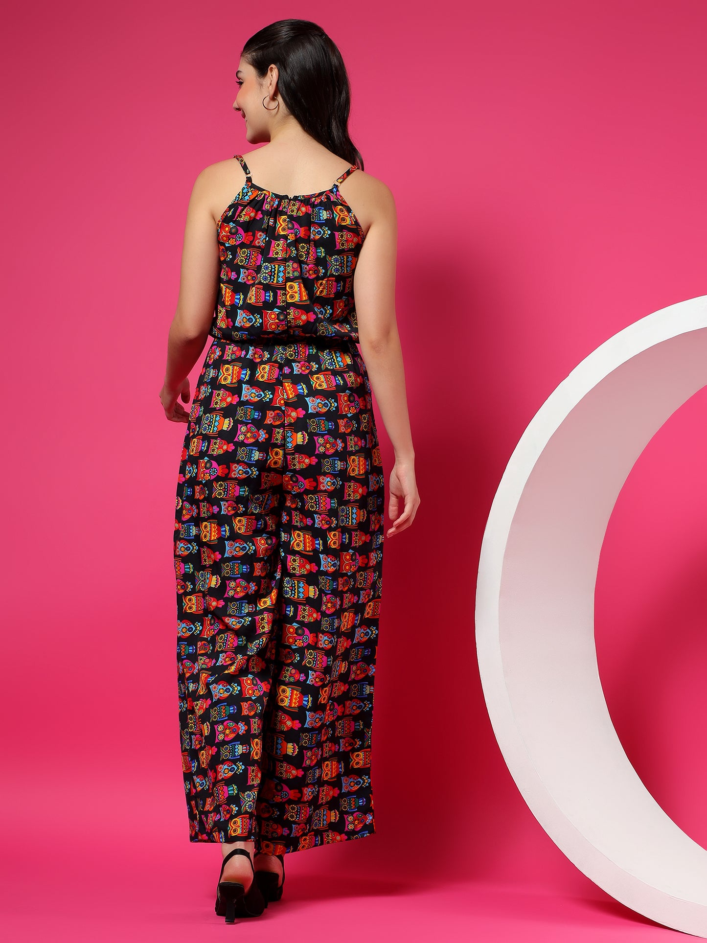 Printed Shoulder Straps Sleeveless Jumpsuit