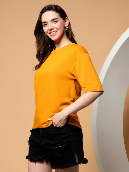 BRINNS Women Solid Round Neck Cotton T-shirt