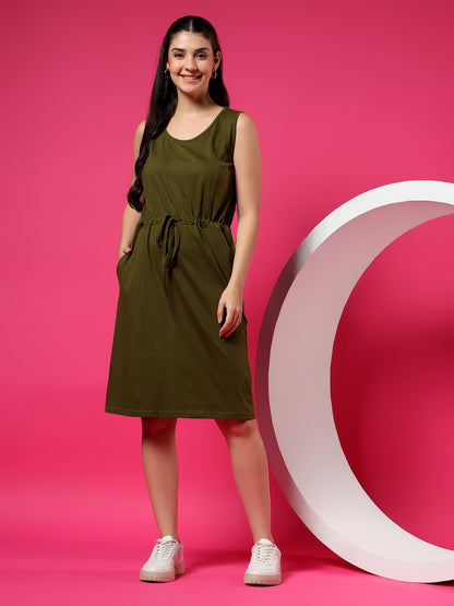 Tie-Up Detail Cotton Shift Dress