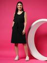 Tie-Up Detail Cotton Shift Dress