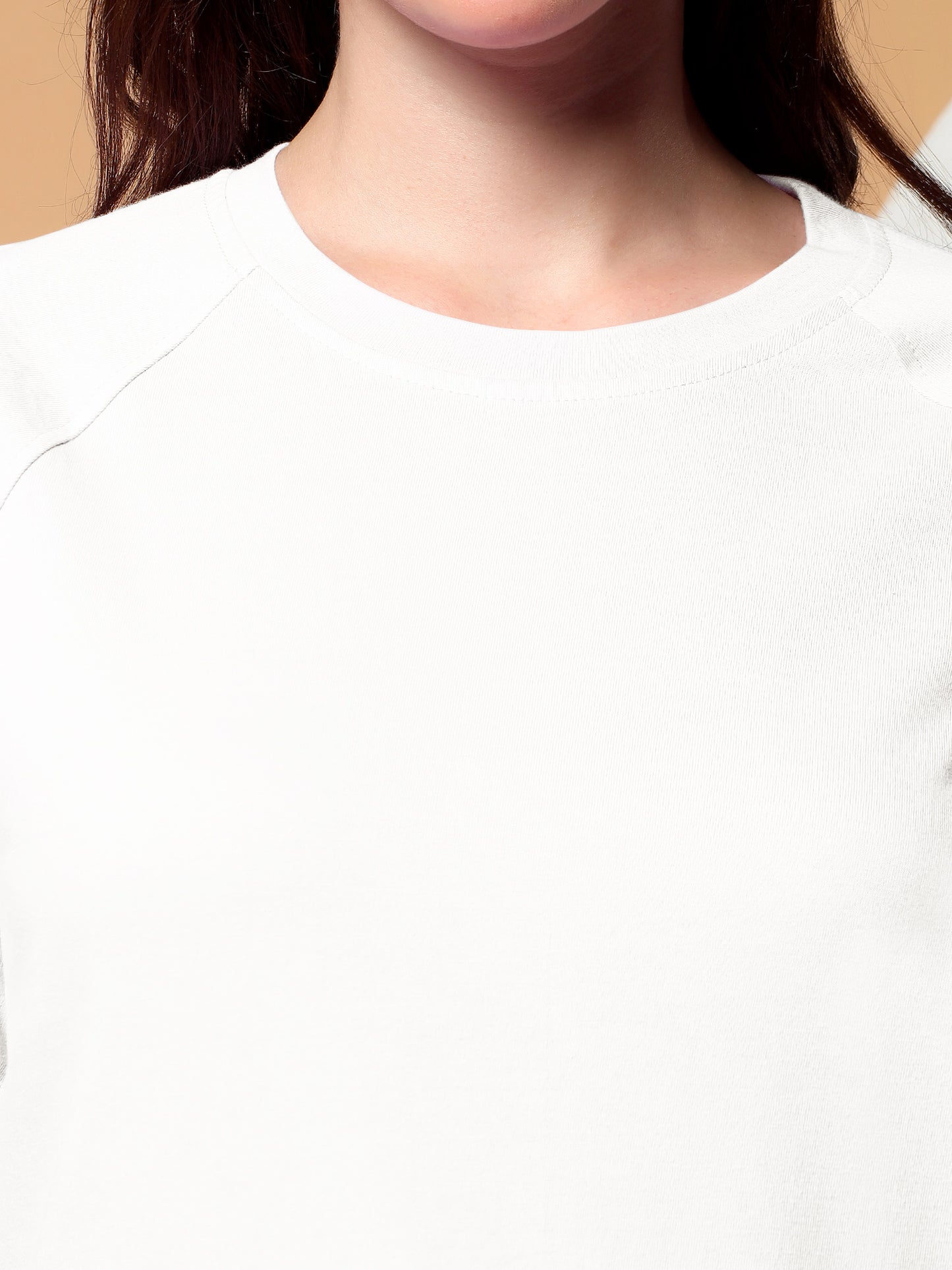 BRINNS Women Solid Raglan Sleeves Round Neck Cotton T-shirt