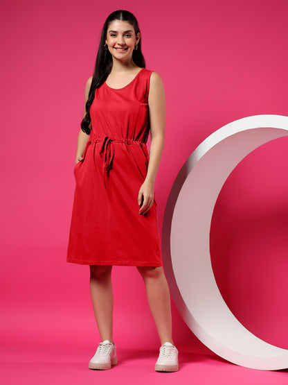 Tie-Up Detail Cotton Shift Dress