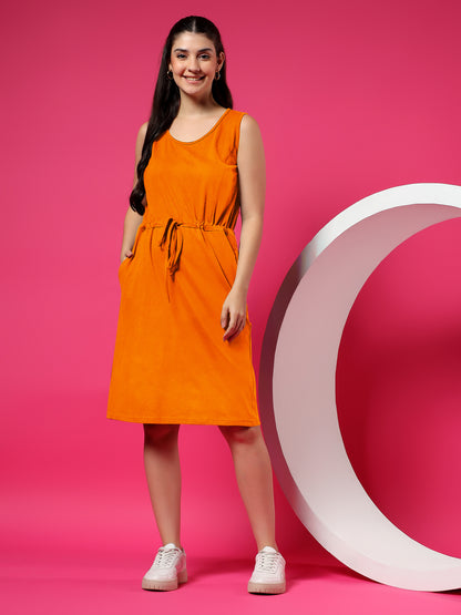 Tie-Up Detail Cotton Shift Dress