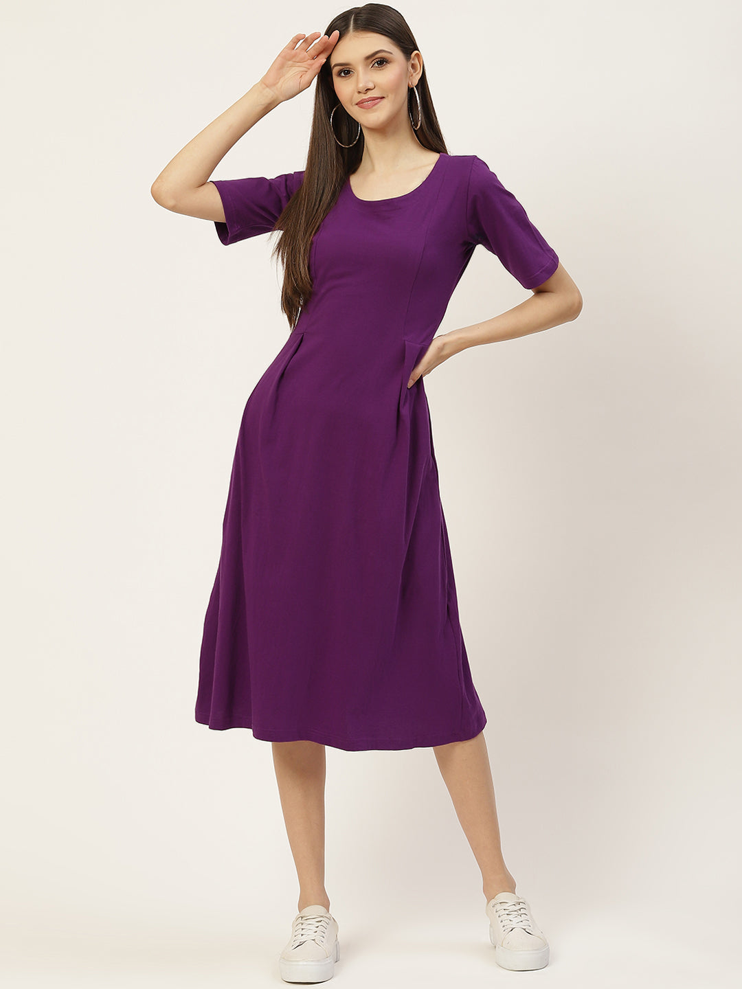 Pure Cotton A-Line Midi Dress