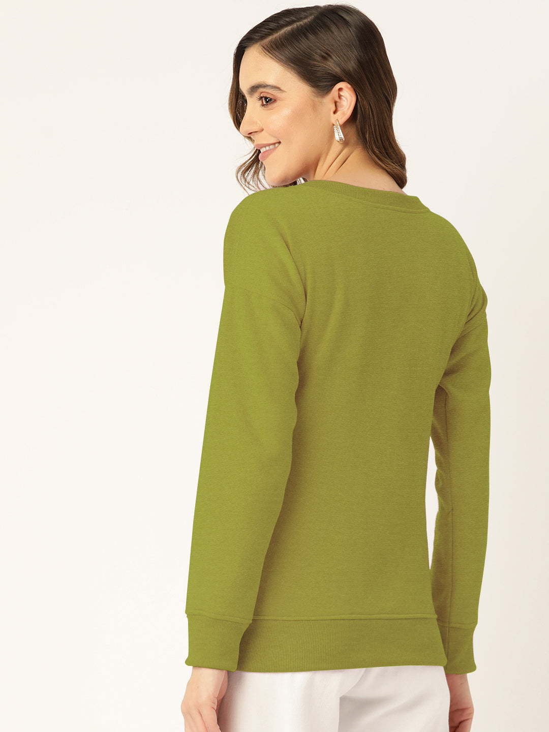 Solid Fleece Pullover Sweatshirt with Pockets