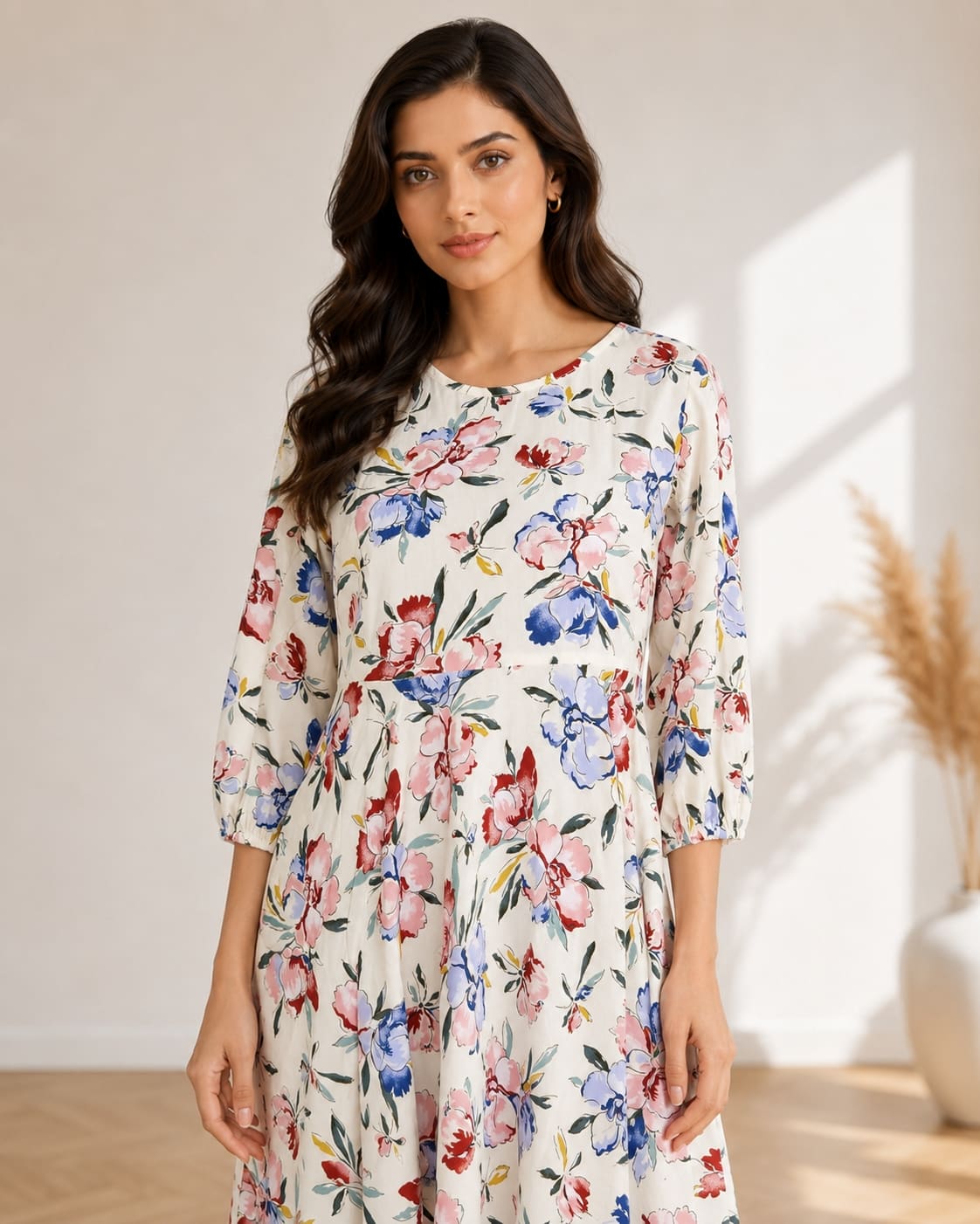 Printed Flared Western Dress.