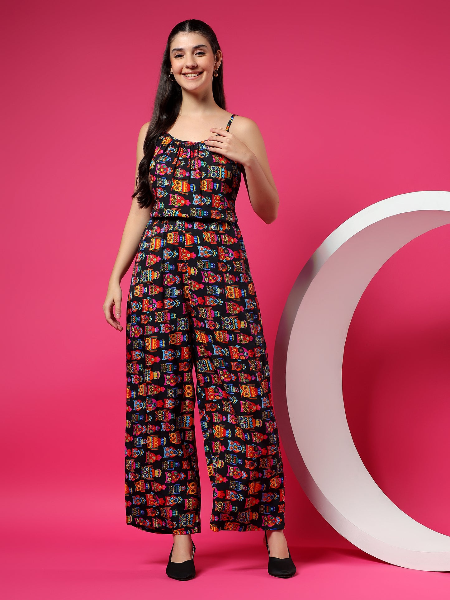Printed Shoulder Straps Sleeveless Jumpsuit