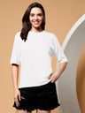 BRINNS Women Solid Round Neck Cotton T-shirt