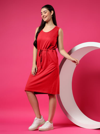 Tie-Up Detail Cotton Shift Dress