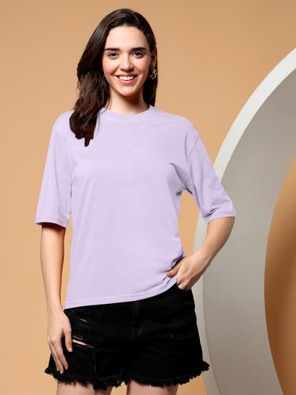 BRINNS Women Solid Round Neck Cotton T-shirt