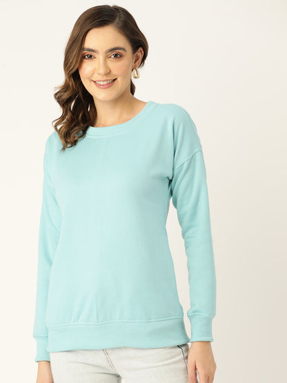 Solid Fleece Pullover Sweatshirt with Pockets