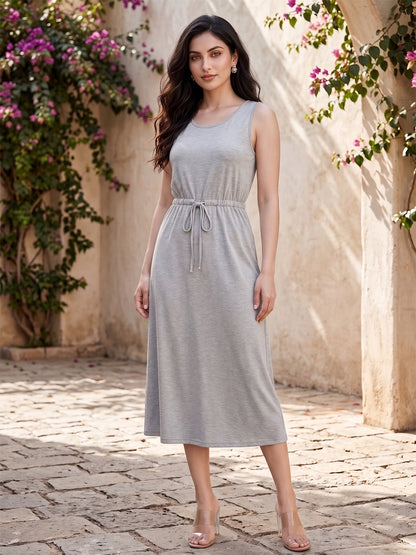 Belted Cotton Fit & Flare Midi Dress