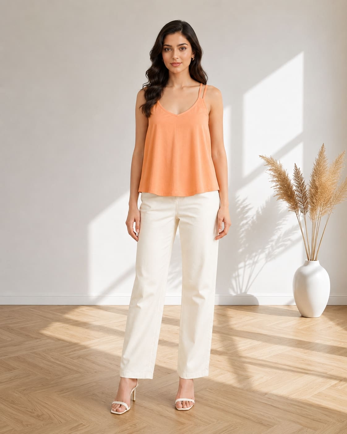 Solid V-Neck Relaxed Fit Cami Top