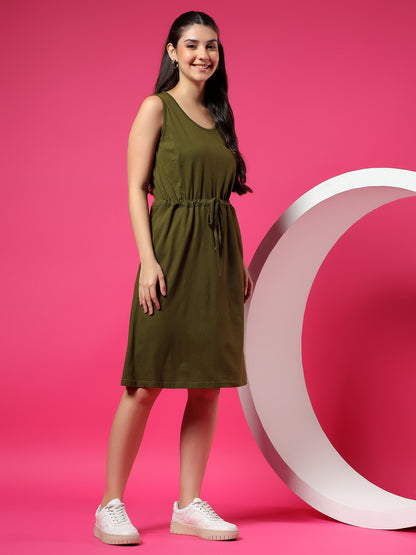 Tie-Up Detail Cotton Shift Dress