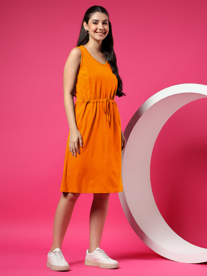 Tie-Up Detail Cotton Shift Dress