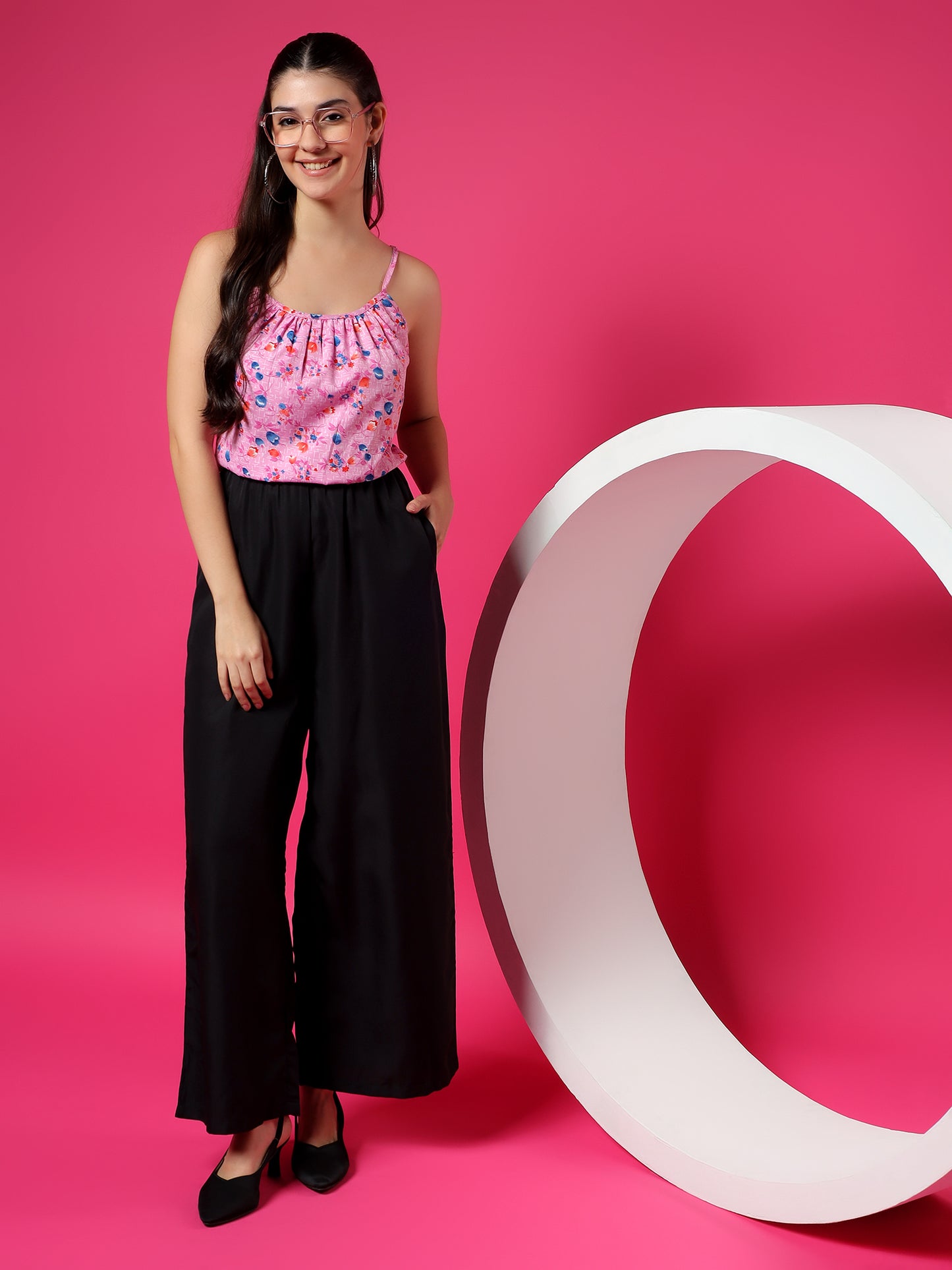 Printed Shoulder Straps Sleeveless Jumpsuit