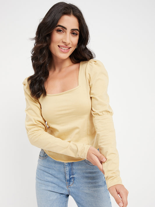 Square Neck Puff Sleeve Casual Top