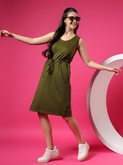 Tie-Up Detail Cotton Shift Dress
