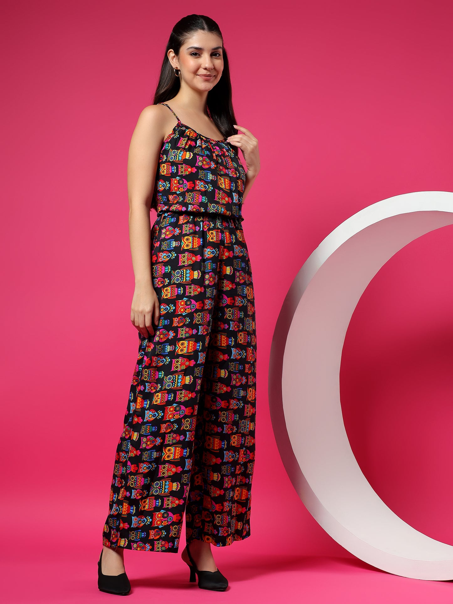 Printed Shoulder Straps Sleeveless Jumpsuit
