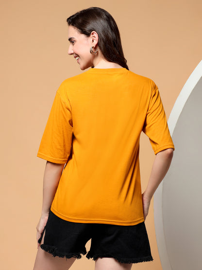 BRINNS Women Solid Round Neck Cotton T-shirt