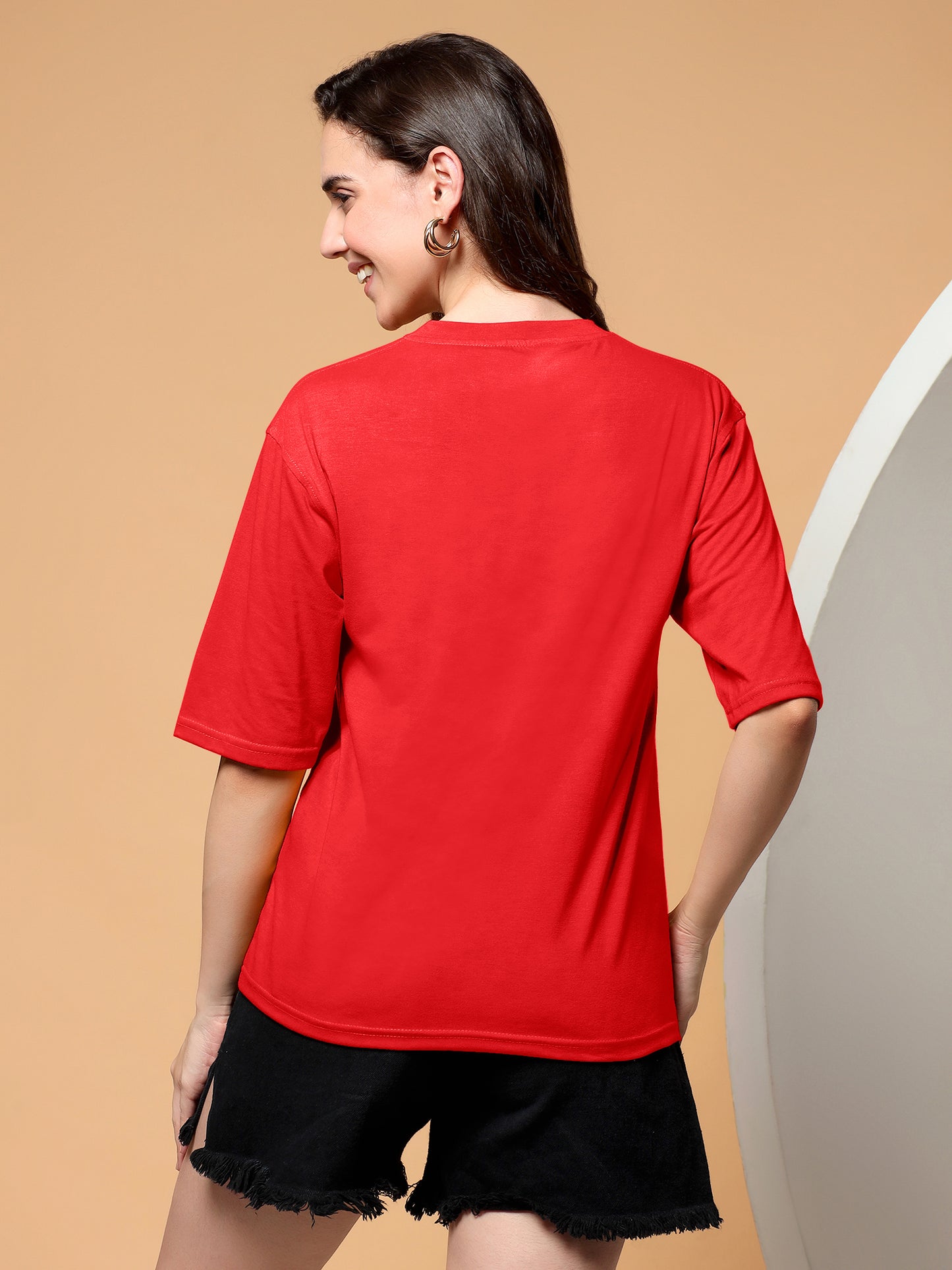 BRINNS Women Solid Round Neck Cotton T-shirt