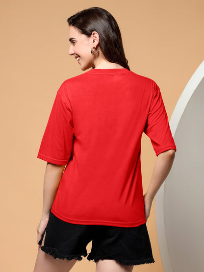 BRINNS Women Solid Round Neck Cotton T-shirt