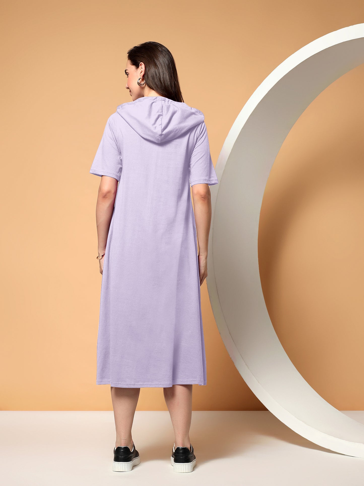 BRINNS Women Hooded Pure Cotton T-shirt Midi Dress