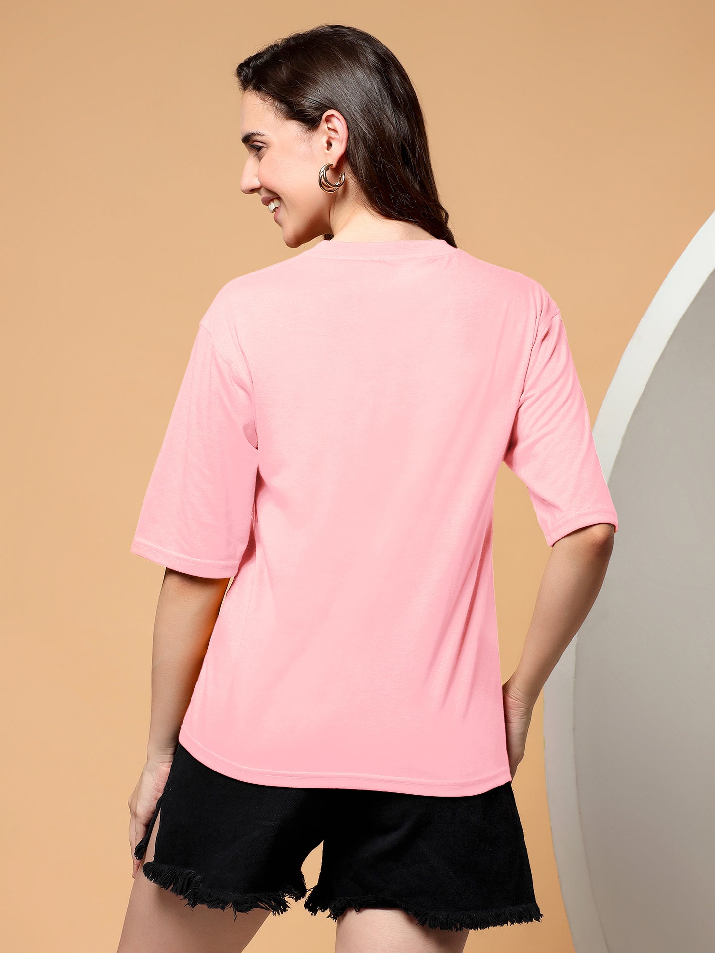BRINNS Women Solid Round Neck Cotton T-shirt