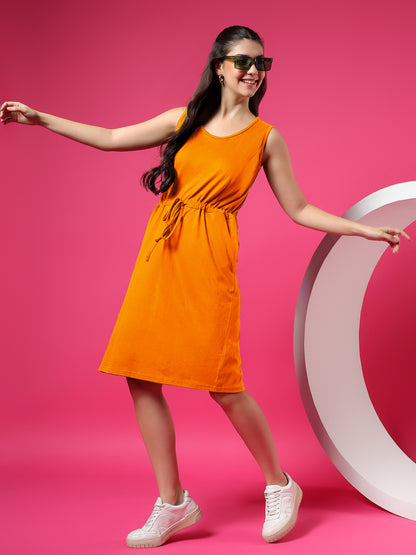 Tie-Up Detail Cotton Shift Dress