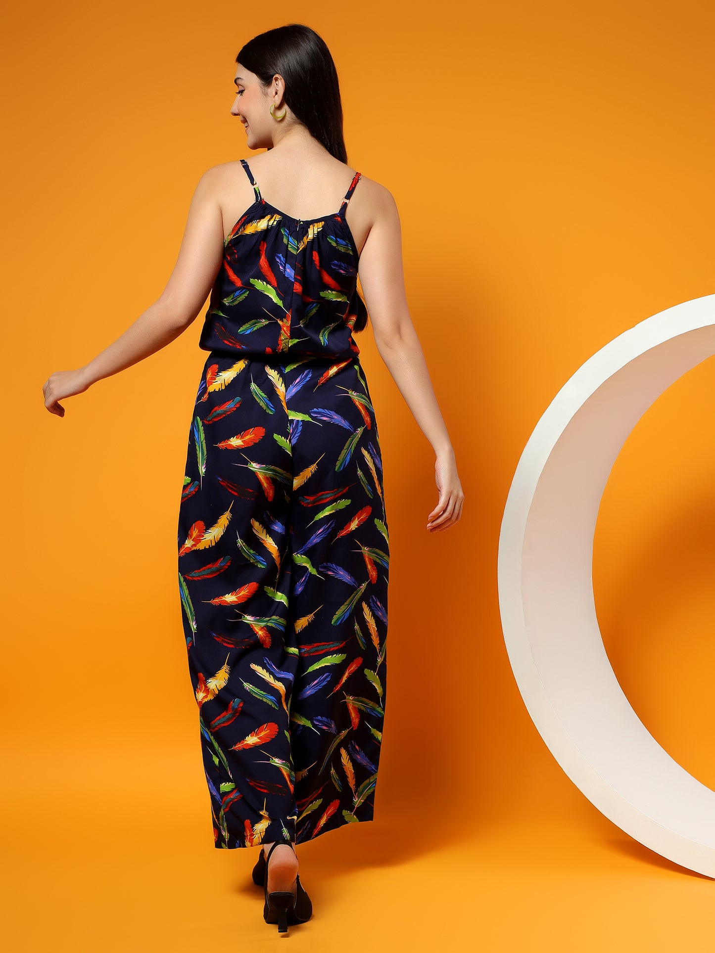 Printed Shoulder Straps Sleeveless Jumpsuit