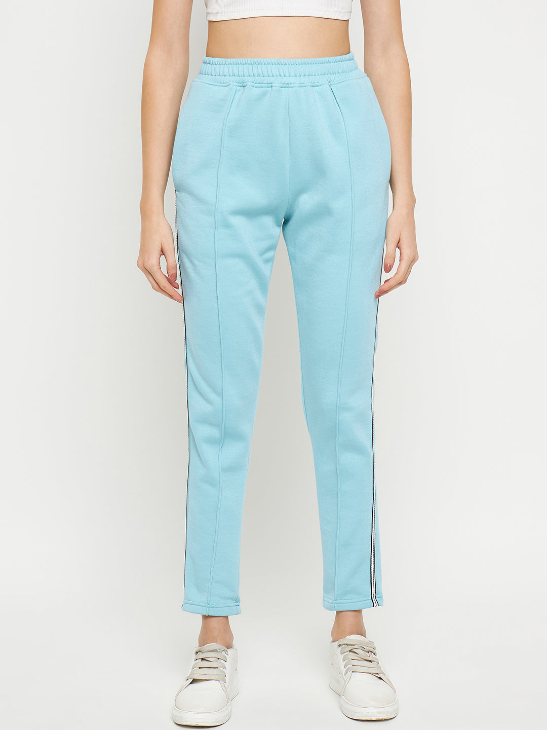 Women Mid-Rise Knitted Sports Track Pant with Pockets