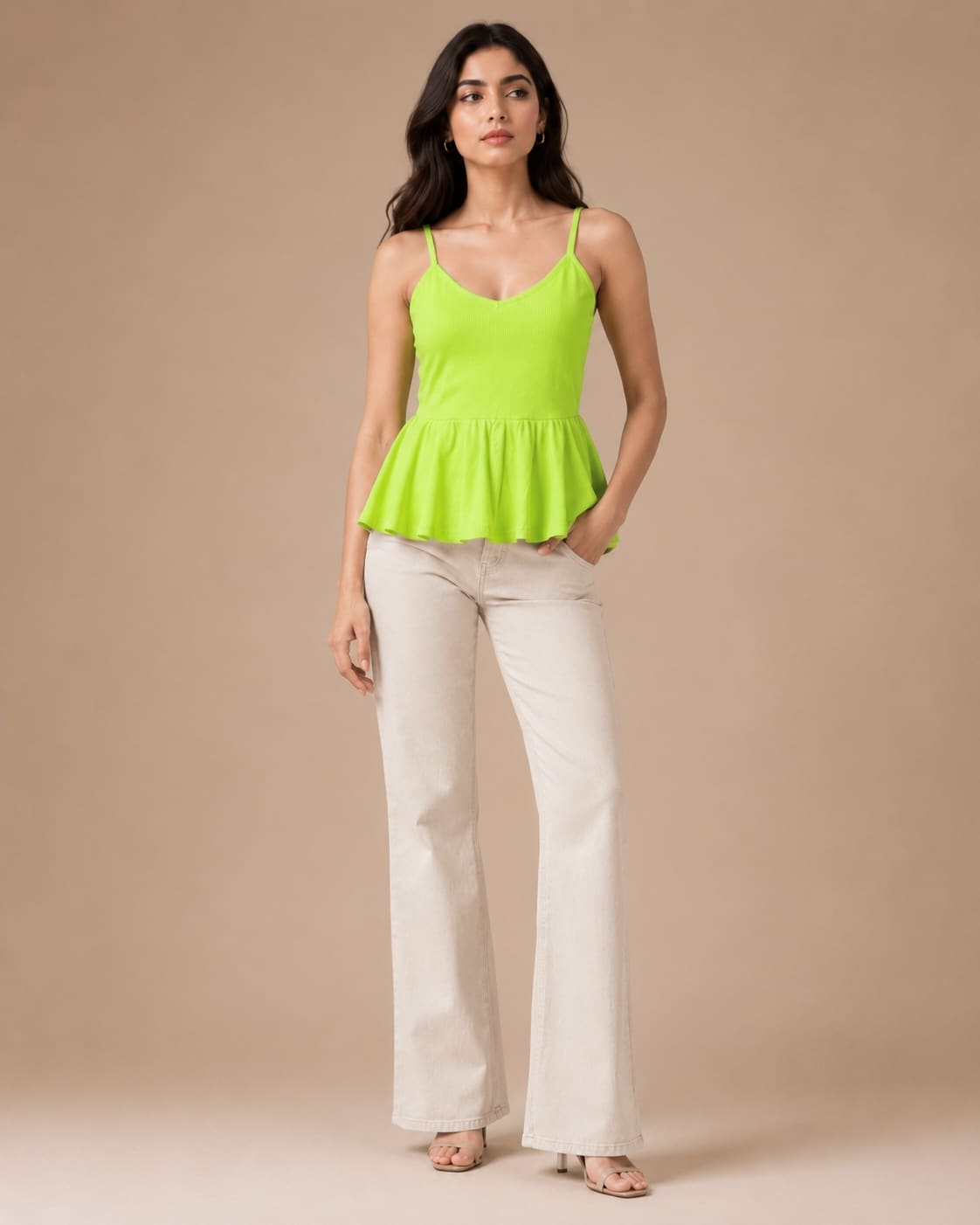 Shoulder Strap Peplum Top