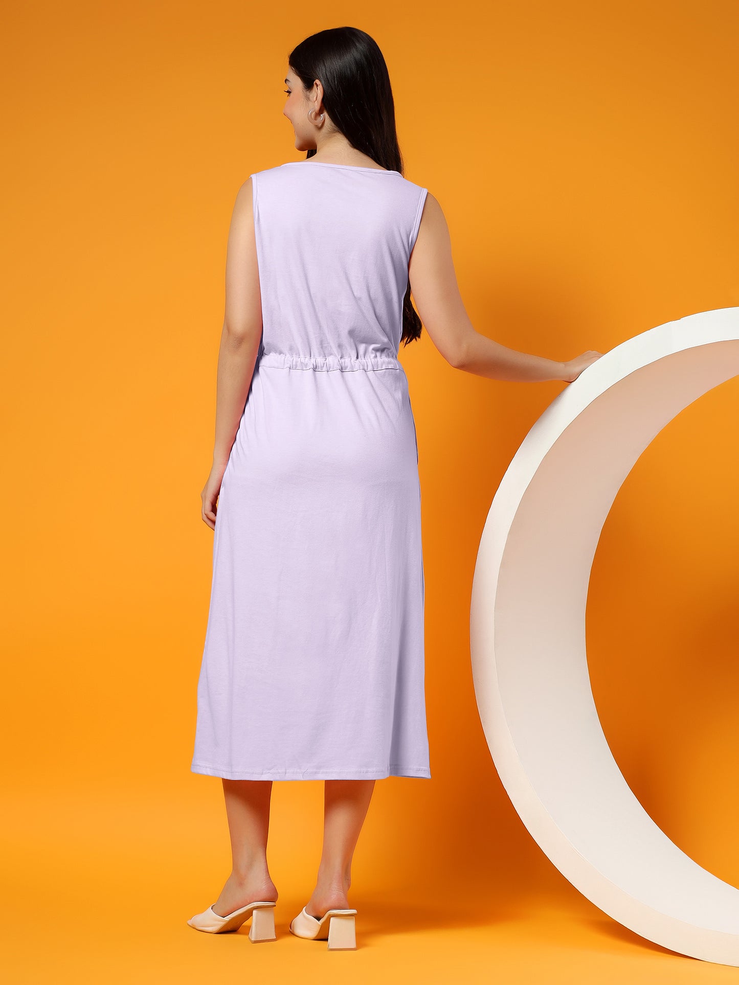 Belted Cotton Fit & Flare Midi Dress