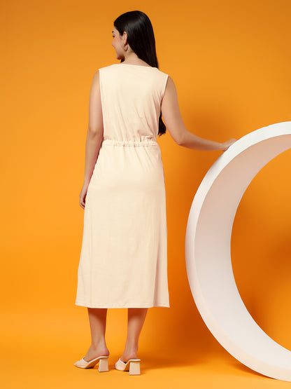Belted Cotton Fit & Flare Midi Dress