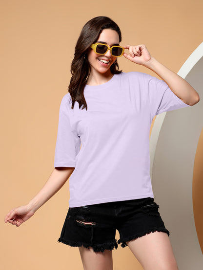 BRINNS Women Solid Round Neck Cotton T-shirt