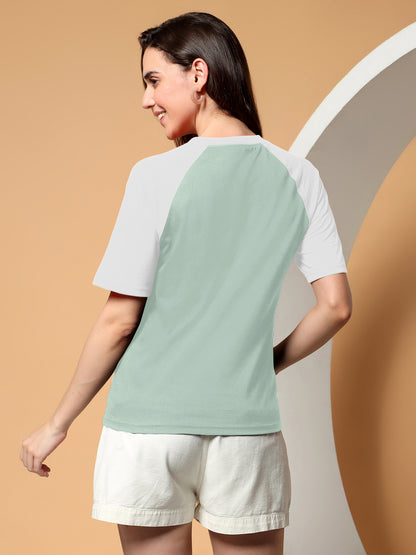 BRINNS Women Solid Raglan Sleeves Round Neck Cotton T-shirt