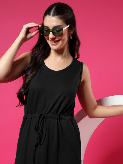 Tie-Up Detail Cotton Shift Dress